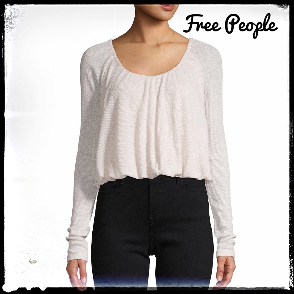 Free People Oatmeal Heather Thin Thermal S…